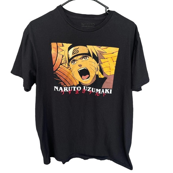 Naruto Shirt Mens Large Black Short Sleeve Graphic Print Anime - Picture 1 of 6